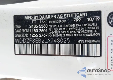 2020 Mercedes-Benz E 350 4Matic из США, поврежденный, VIN WDDZF8EB2LA748025